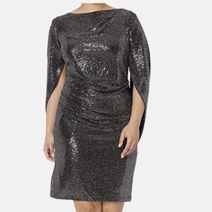 R&M Richards Sparkly Drape Back Dress blue